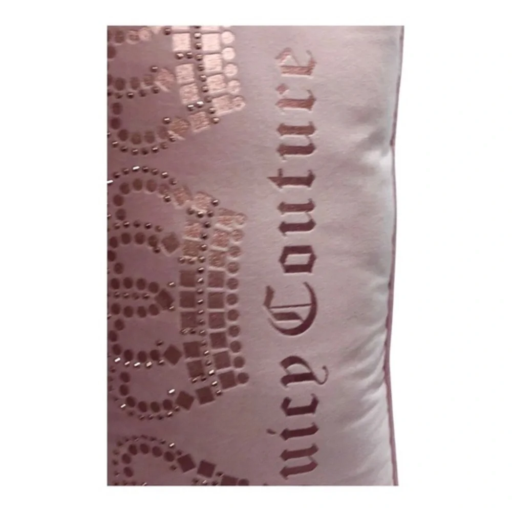 Juicy Couture soft pink & pink metallic 3 crown studded rectangle‎ decor pillow